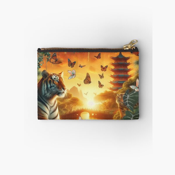 Item preview, Tiger and butterfly, plants, flowers, nature, pagoda, China designed and sold by Sugar Wisdom .