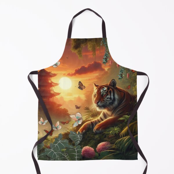 Item preview, Tiger and butterfly, plants, flowers, nature, pagoda, China designed and sold by Sugar Wisdom .