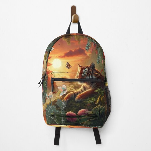 Item preview, Tiger and butterfly, plants, flowers, nature, pagoda, China designed and sold by Sugar Wisdom .