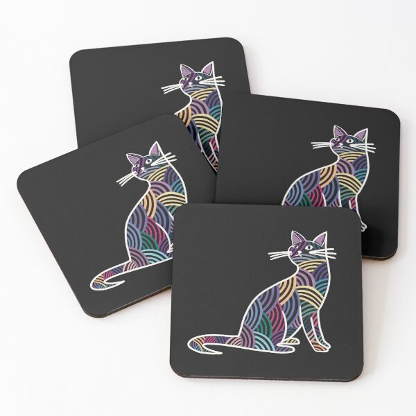 Item preview, Multi-coloured stripey cat designed and sold by TraceyAyre.