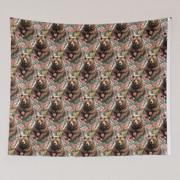 Item preview, A Montana Bear Surrounded By Bitterroot Flowers Pattern designed and sold by taiche.