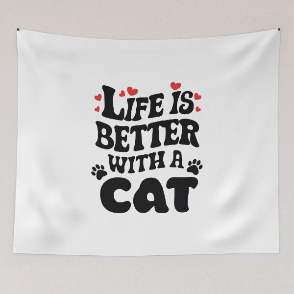 Item preview, Life is Better with a Cat designed and sold by WildfieldStudio.