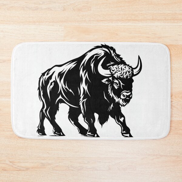 Item preview, Large Standing Buffalo black and white vector designed and sold by Neonmountain.