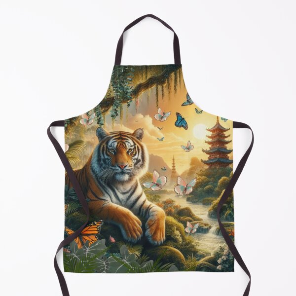 Item preview, Tiger and butterfly, plants, flowers, nature, pagoda, China designed and sold by Sugar Wisdom .