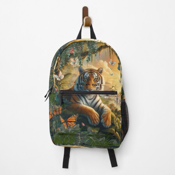 Item preview, Tiger and butterfly, plants, flowers, nature, pagoda, China designed and sold by Sugar Wisdom .