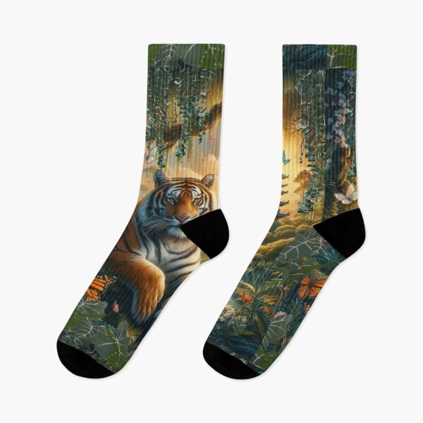 Item preview, Tiger and butterfly, plants, flowers, nature, pagoda, China designed and sold by Sugar Wisdom .