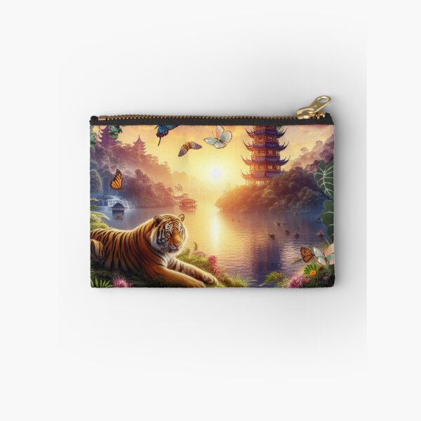 Item preview, Tiger and butterfly, plants, flowers, nature, pagoda, China designed and sold by Sugar Wisdom .