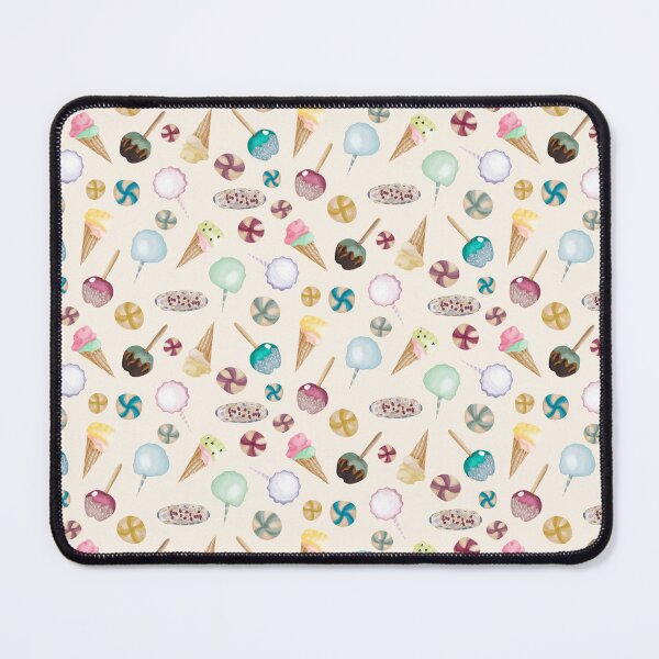 Item preview, Carnival treats, state fair funnel cake, ice cream, candy applies, cotton candy, lollipops on a light beige background designed and sold by JasmineGDesigns.