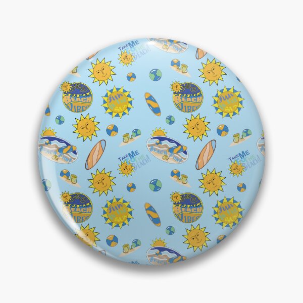 Item preview, Sunny Beach seamless Pattern Design with Blue Colored background and bright colors. Time for fun in the Sun at the BEACH!  designed and sold by MichCortez9.