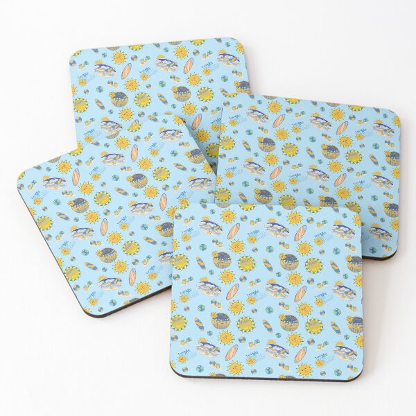 Item preview, Sunny Beach seamless Pattern Design with Blue Colored background and bright colors. Time for fun in the Sun at the BEACH!  designed and sold by MichCortez9.