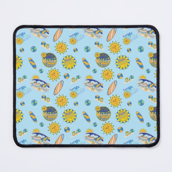 Item preview, Sunny Beach seamless Pattern Design with Blue Colored background and bright colors. Time for fun in the Sun at the BEACH! designed and sold by MichCortez9.