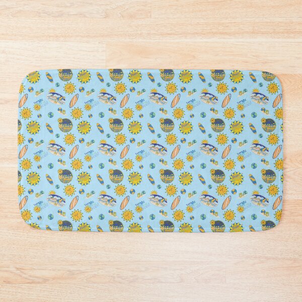 Item preview, Sunny Beach seamless Pattern Design with Blue Colored background and bright colors. Time for fun in the Sun at the BEACH!  designed and sold by MichCortez9.
