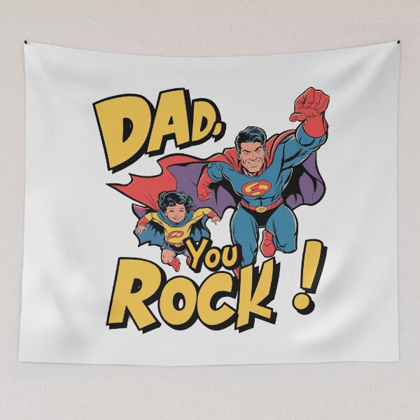 Item preview, Dynamic Superhero "Dad You Rock" Comic Book Cover - Father's Day Fun! designed and sold by HahaHandlesHub.