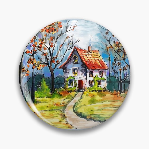 Item preview, Cozy Autumn Cottage: Whimsical Landscape Art designed and sold by adriaquart.