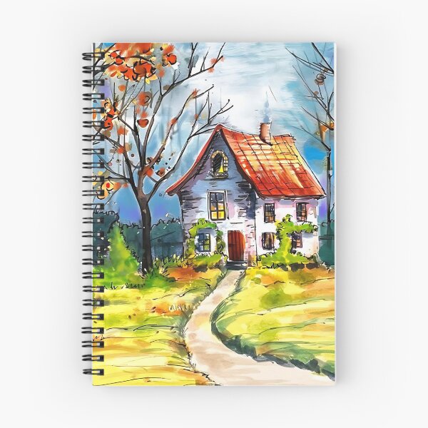 Item preview, Cozy Autumn Cottage: Whimsical Landscape Art designed and sold by adriaquart.