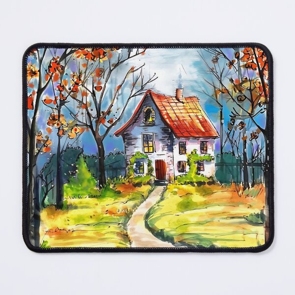 Item preview, Cozy Autumn Cottage: Whimsical Landscape Art designed and sold by adriaquart.