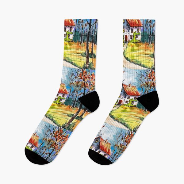 Item preview, Cozy Autumn Cottage: Whimsical Landscape Art designed and sold by adriaquart.