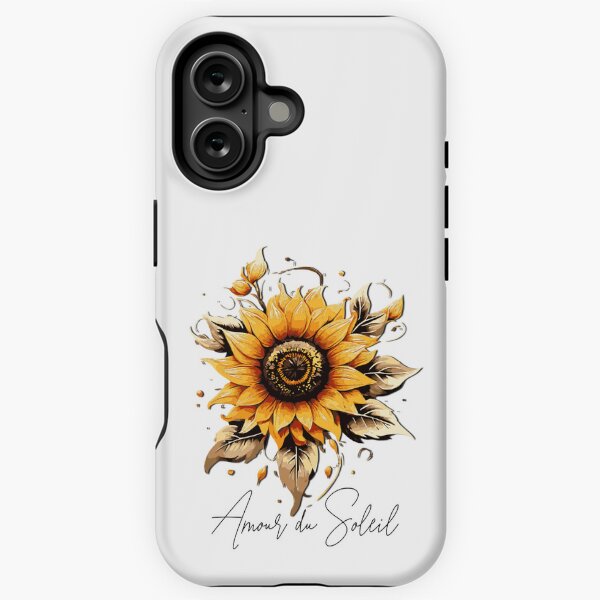 Grafik einer Sonnenblume mit frz. Unterschrift iPhone Robuste Hülle