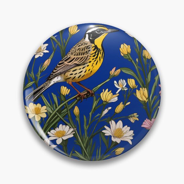 Item preview, Western Meadowlark Surrounded By Bitterroot Flowers designed and sold by taiche.