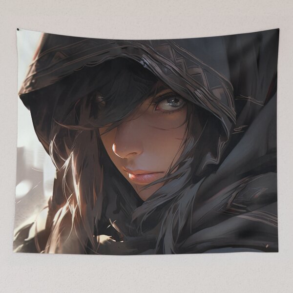 Item preview, Captivating Intense Dark Assassin Anime Girl designed and sold by bubblegoth.