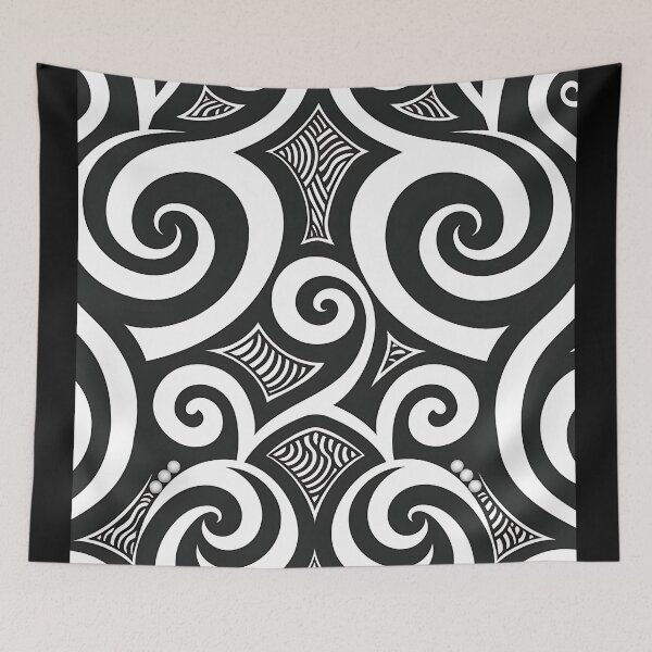 Item preview, Maori Cultural Black and White Koru Pattern Design designed and sold by Dezainz.
