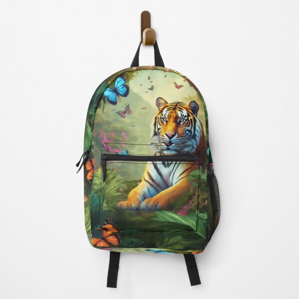 Item preview, Tiger and butterfly, plants, flowers, nature, pagoda, China designed and sold by Sugar Wisdom .