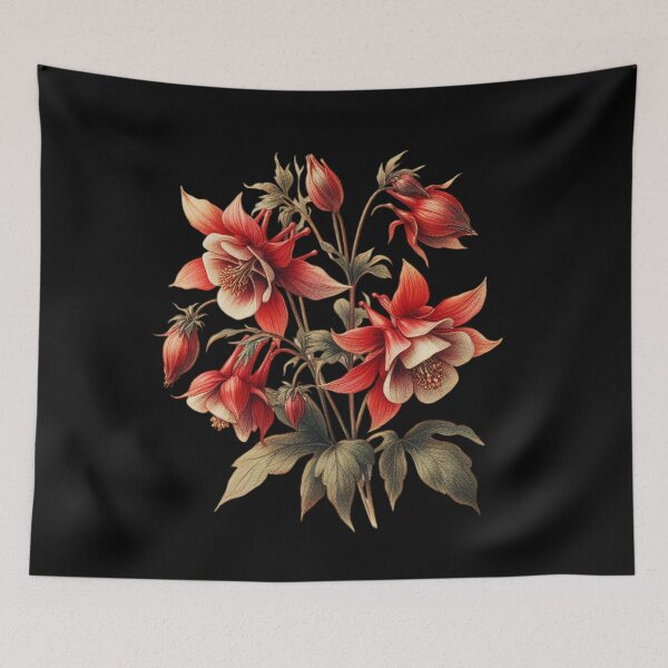 Item preview, Clementine Red Columbine Vintage Botanical  designed and sold by Nancygreenhouse.