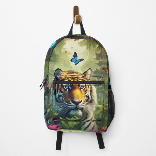 Item preview, Tiger and butterfly, plants, flowers, nature, pagoda, China designed and sold by Sugar Wisdom .