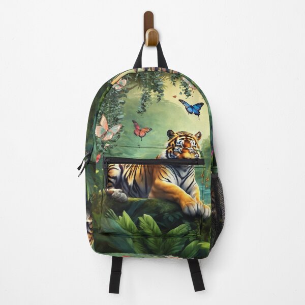 Item preview, Tiger and butterfly, plants, flowers, nature, pagoda, China designed and sold by Sugar Wisdom .