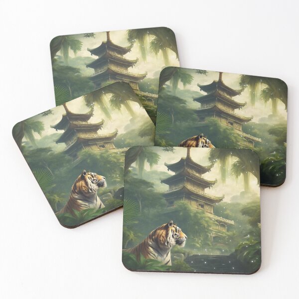 Item preview, Tiger and butterfly, plants, flowers, nature, pagoda, China designed and sold by Sugar Wisdom .