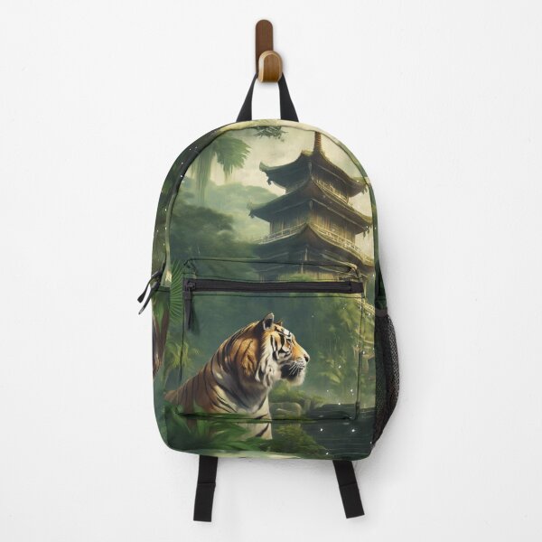 Item preview, Tiger and butterfly, plants, flowers, nature, pagoda, China designed and sold by Sugar Wisdom .