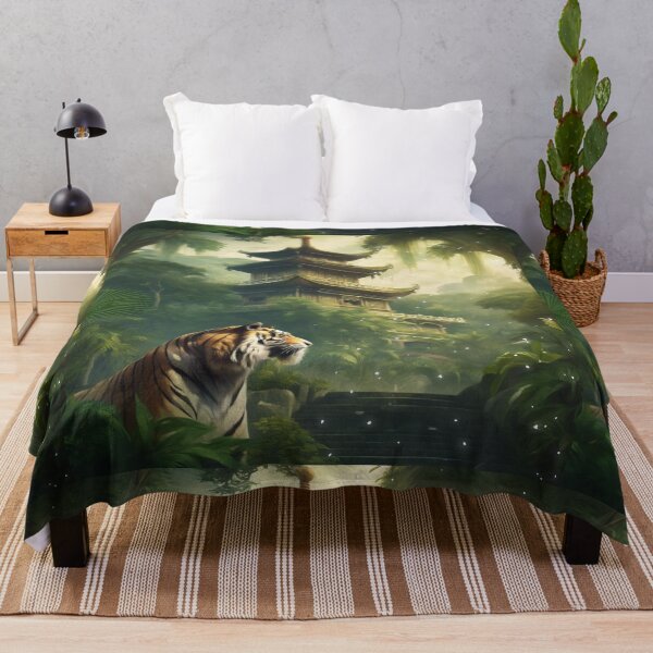 Item preview, Tiger and butterfly, plants, flowers, nature, pagoda, China designed and sold by Sugar Wisdom .