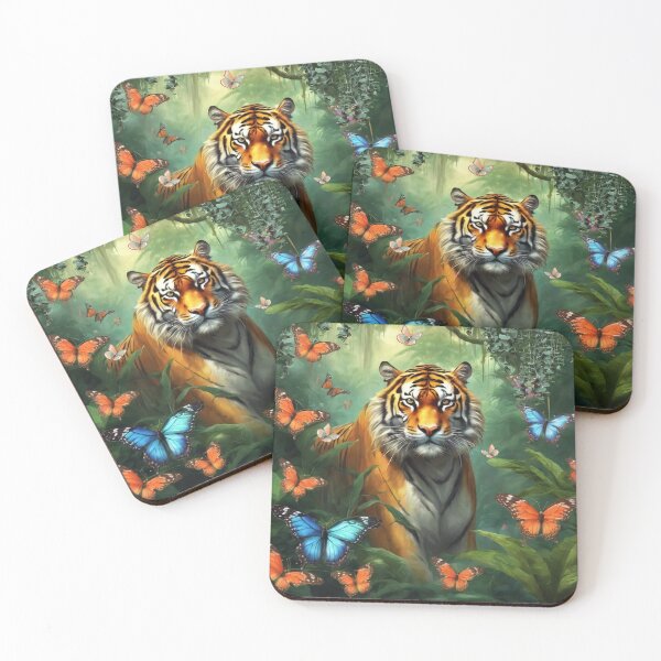 Item preview, Tiger and butterfly, plants, flowers, nature, pagoda, China designed and sold by Sugar Wisdom .
