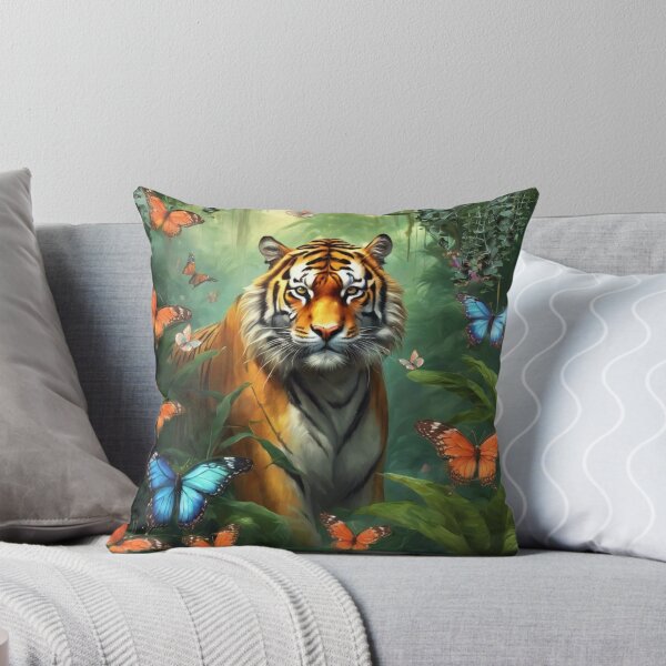 Item preview, Tiger and butterfly, plants, flowers, nature, pagoda, China designed and sold by Sugar Wisdom .