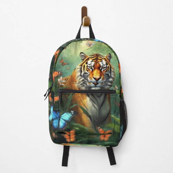 Item preview, Tiger and butterfly, plants, flowers, nature, pagoda, China designed and sold by Sugar Wisdom .