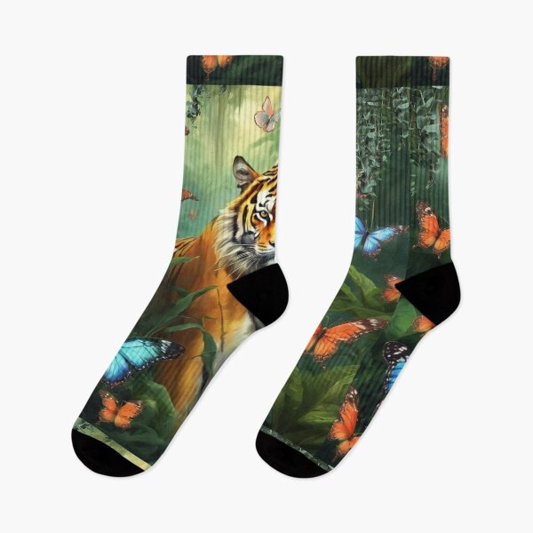 Item preview, Tiger and butterfly, plants, flowers, nature, pagoda, China designed and sold by Sugar Wisdom .