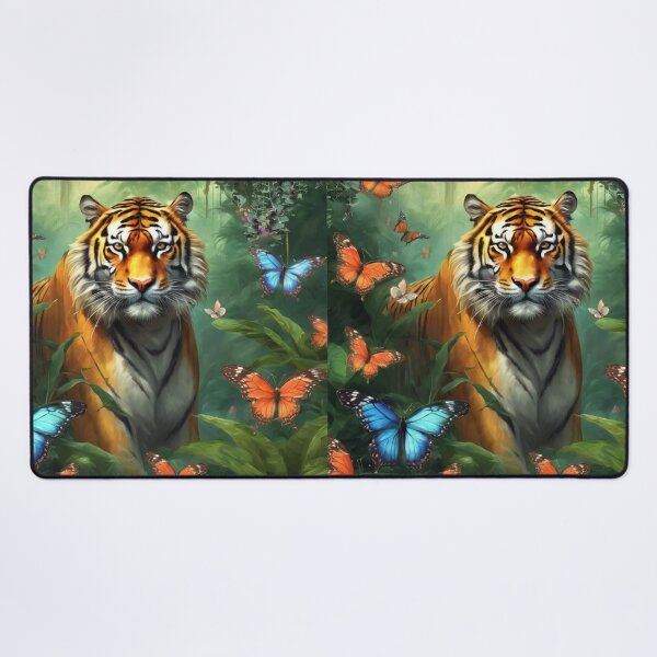 Item preview, Tiger and butterfly, plants, flowers, nature, pagoda, China designed and sold by Sugar Wisdom .