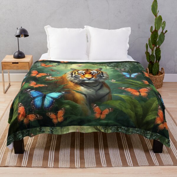Item preview, Tiger and butterfly, plants, flowers, nature, pagoda, China designed and sold by Sugar Wisdom .