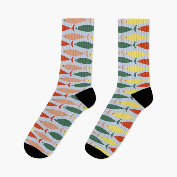 Item preview, Coastal Fish Stripes Retro Pattern in Red Green Yellow Baby Blue designed and sold by kierkegaard.