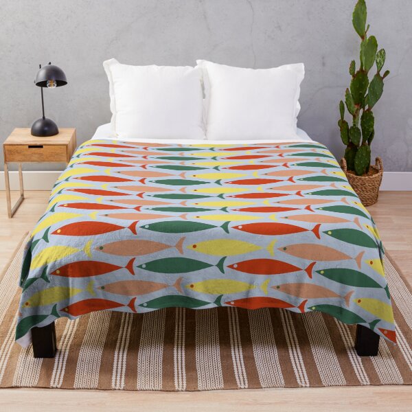 Item preview, Coastal Fish Stripes Retro Pattern in Red Green Yellow Baby Blue designed and sold by kierkegaard.