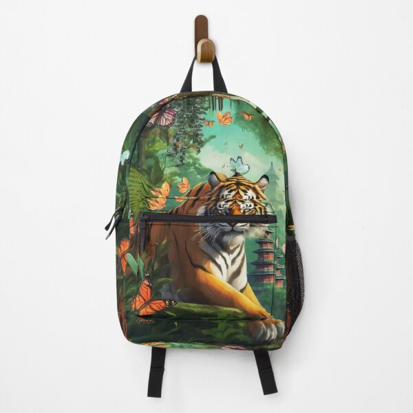 Item preview, Tiger and butterfly, plants, flowers, nature, pagoda, China designed and sold by Sugar Wisdom .