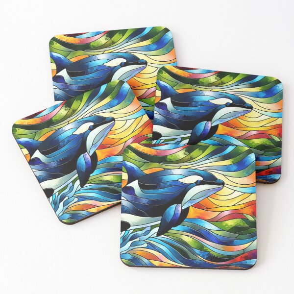 Item preview, Stained Glass Orcas designed and sold by foilhat.