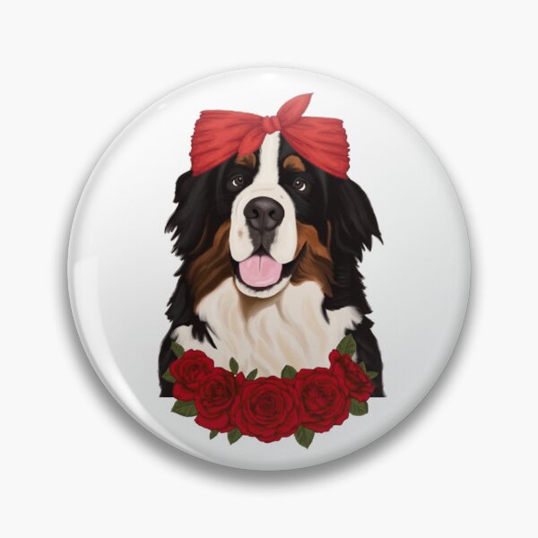 Item preview, Mom Bernese Mountain Dog red roses flower  designed and sold by Nathalia Montoro.