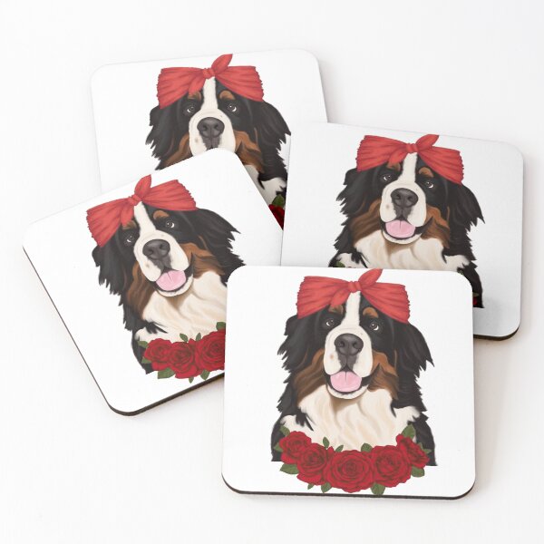 Item preview, Mom Bernese Mountain Dog red roses flower  designed and sold by Nathalia Montoro.