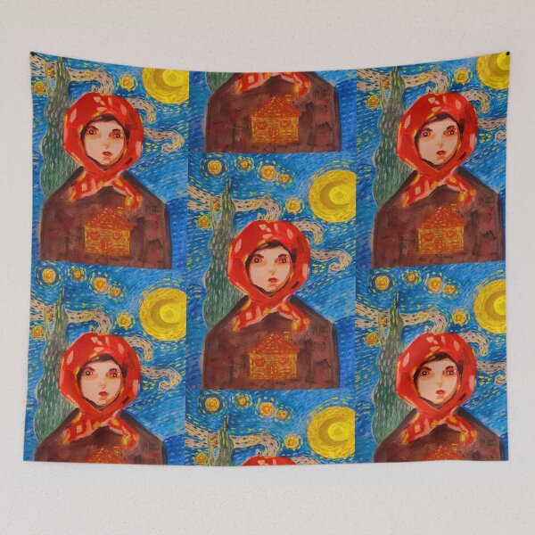 Item preview, Little girl wearing a red scarf  designed and sold by Kiruthikaarts.