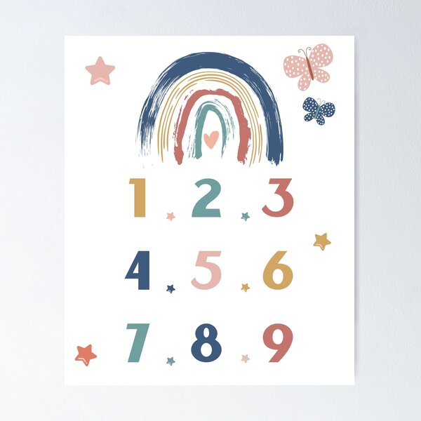 Item preview, Rainbow Counting Poster, Numbers 1-9, Educational designed and sold by ArtiseGraphics.