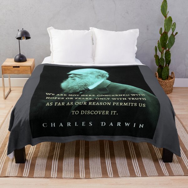 Item preview, Charles Darwin portrait and quote: We are not here concerned with hopes or fears only with truth as far as our reason permits us to discover it. designed and sold by artbleed.