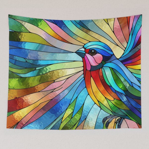 Item preview, Stained Glass Rainbow Finch designed and sold by foilhat.