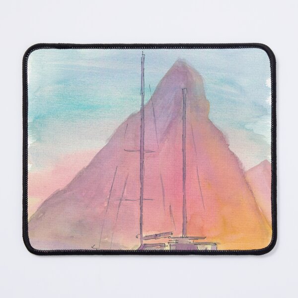 Item preview, Glowing Pitons silhouette with boat in Saint Lucia designed and sold by artshop77.