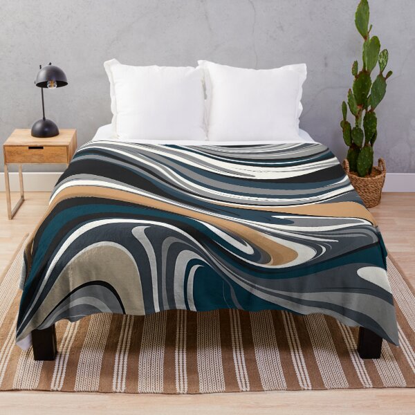 Item preview, Retro Liquid Swirl Abstract Pattern Black And Cream Colour designed and sold by Haji  Kamora.